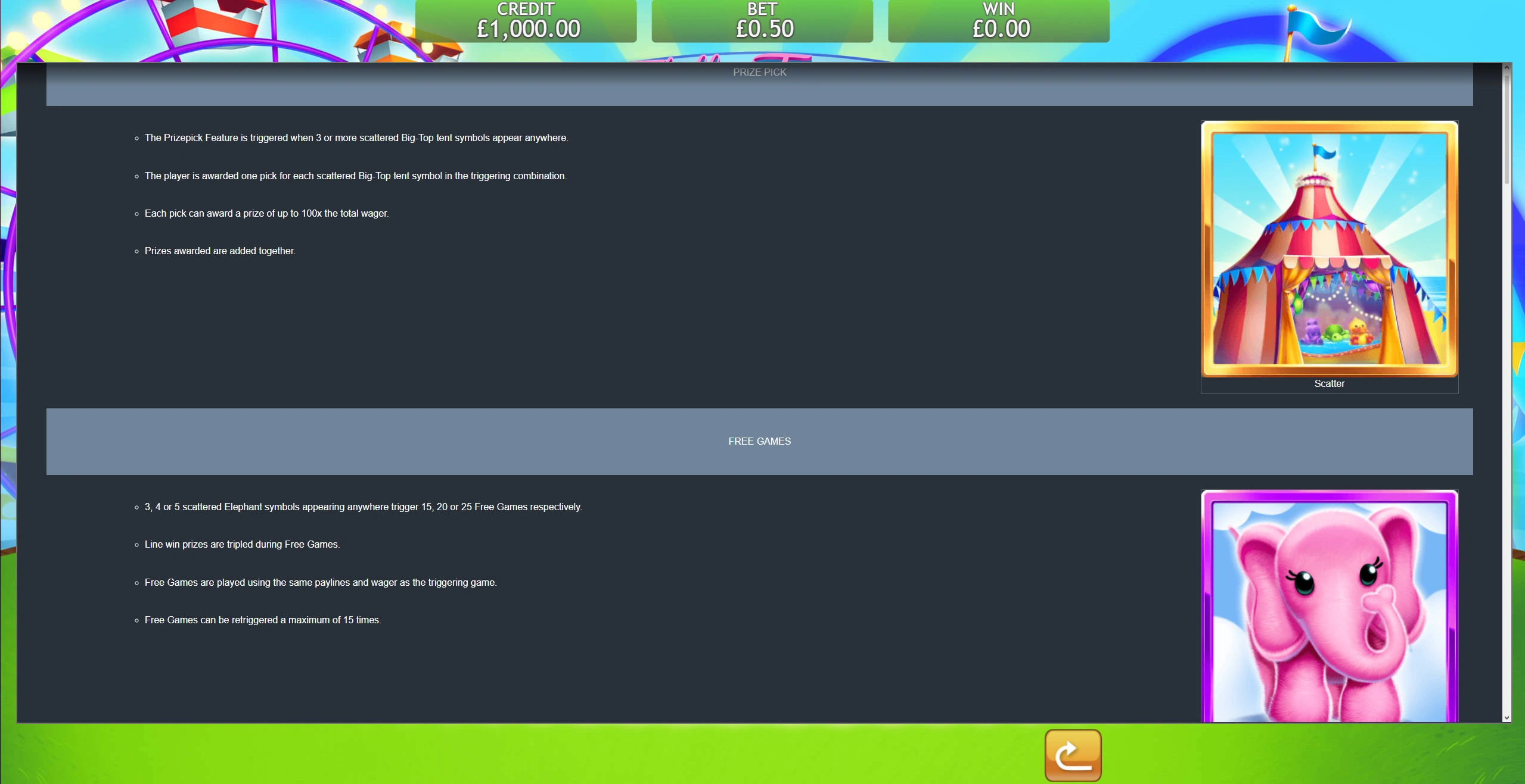 Fluffy Fairground Prize Pick and Free Games