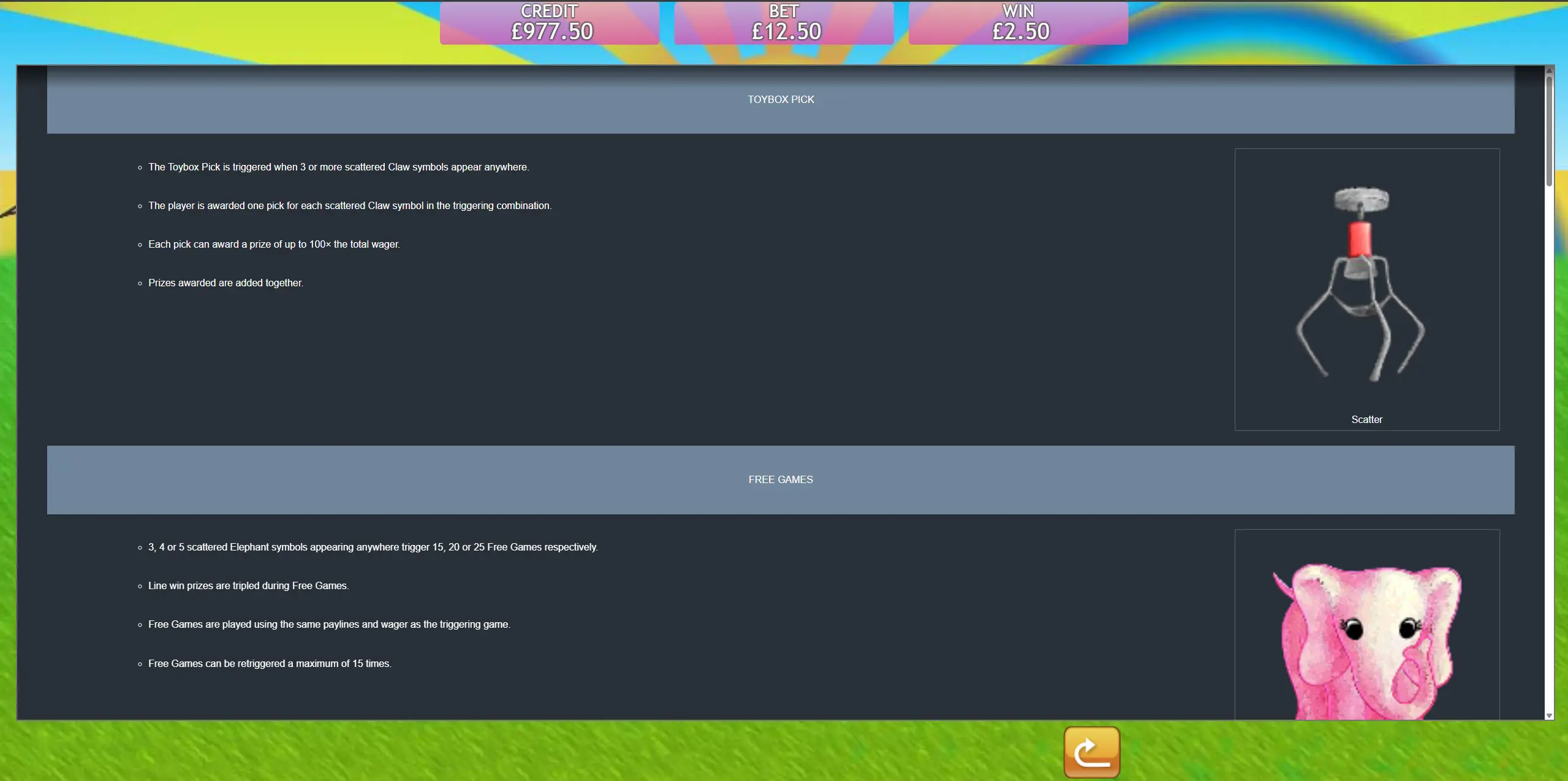 Fluffy Favorites Toybox Pick and Free Games bonus rules